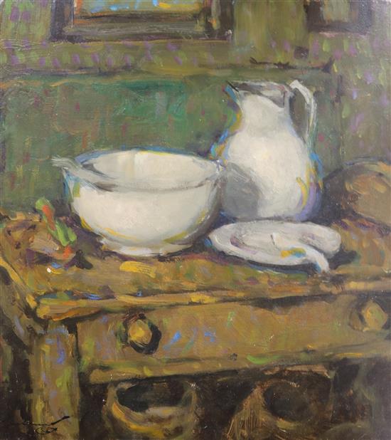 Ken Moroney (b.1949) Still life of a washstand 31 x 28cm., unframed